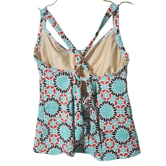 Lands' End Women's Size 10 Halter Tankini Top Geometric Pattern - Picture 6 of 9